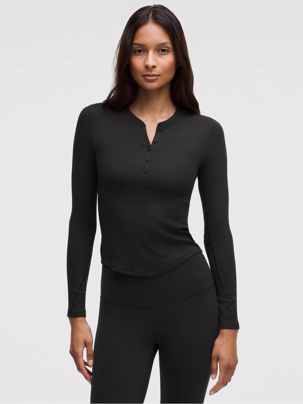 NWT Lululemon Hold Tight Long-Sleeve Henley Size 6 in Black